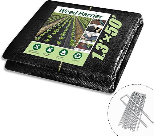 Miniatura 16 de KANAGAWA Tela de barrera de malezas prémium de 6 pies x 300 pies, resistente 3.5 onzas, tela tejida para control de malezas, buena permeabilidad
