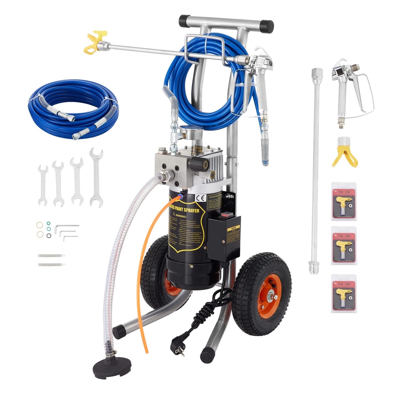 CVFRDD Electric Airless Pressure Sprayer For Paint 1.9L/min 3.5HP, Extension Pole And Nozzle With 10m To 15m Hose Professional Sprayers