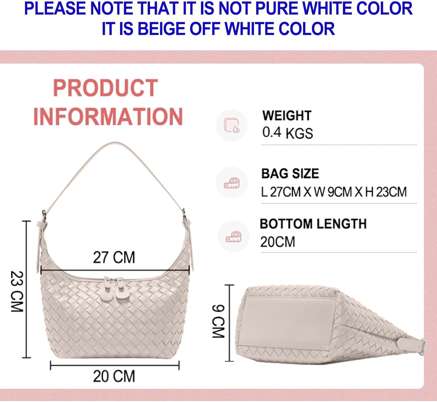 Handbag Shoulder Bags for Women Crossbody Tote Bags Woven Purse Clutch Women's Hobo Crescent Top-handle Adjustable - Image 2