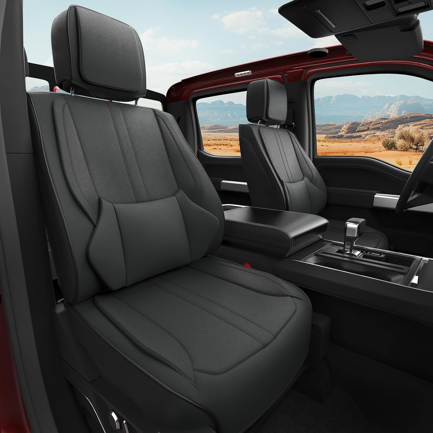 W&PMAX Custom-Fit Black Seat Covers Full Set for Chevy Silverado & GMC Sierra 2007–2026, Fit 1500/2500/3500HD Crew/Double/Extended Cab, Waterproof Leather Truck Seat Protectors