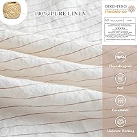 Vista 4 de Simple&Opulence Juego de funda de edredón de 100 % lino puro, 3 piezas de lino natural lavado a rayas con cierre de botón, casa de campo suave