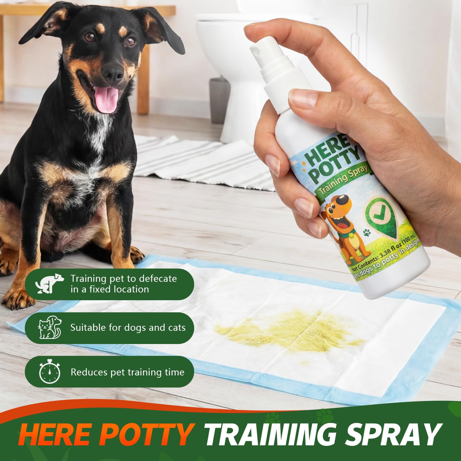 Dog Potty Training Spray for Dogs & Puppies, No-Go Spray & Here Potty Training Spray, Helps Stop Marking & Supports Housebreaking, Safe Gentle Formula, Indoor Outdoor Training Aid - 3.38 fl oz 2 PCS — view 4