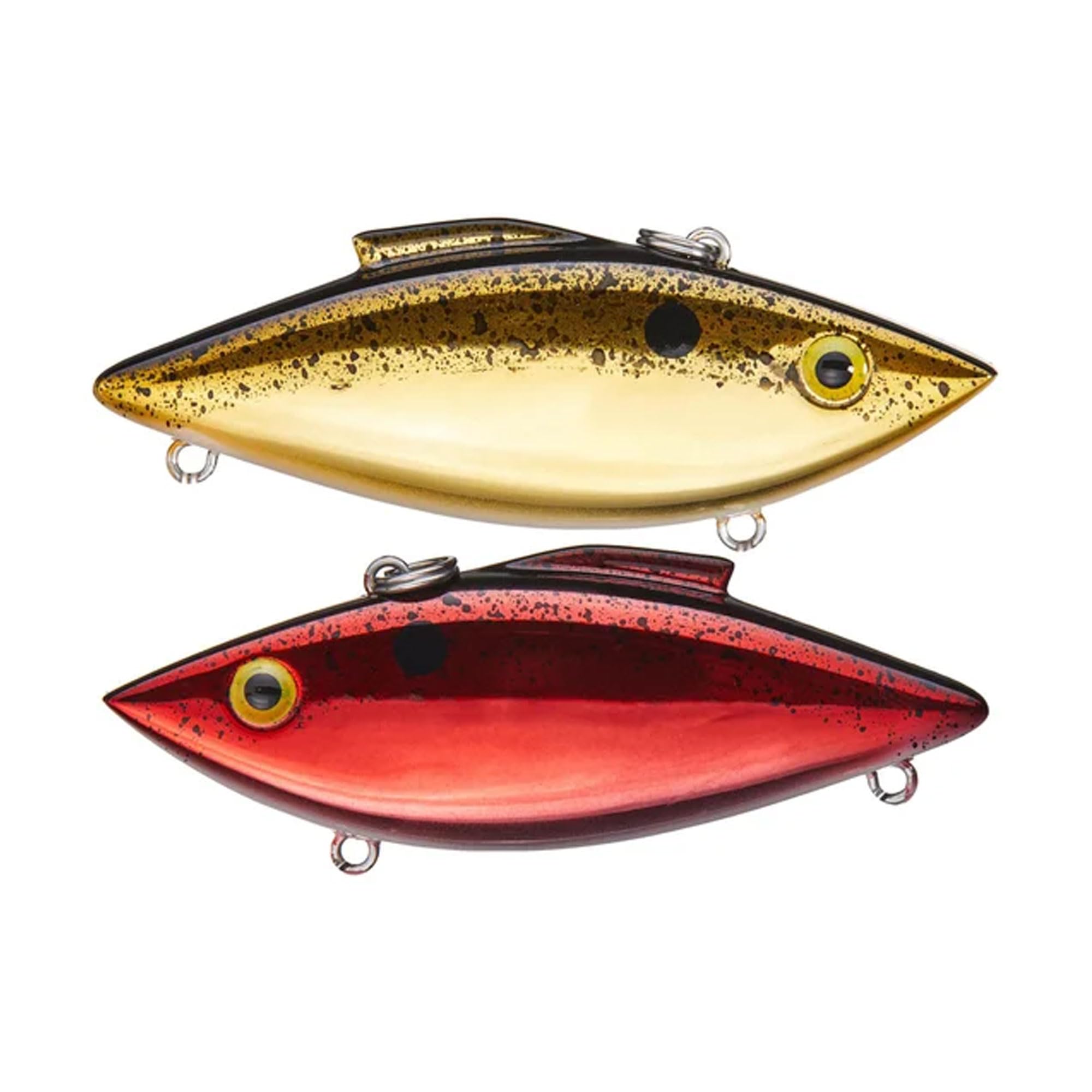 Bill Lewis Lures Lifelike Vibrations Rat-L-Trap 1/2 OZ Lipless Crankbait Fishing Wobble Sinking Lure for Black Bass, Trout, Walleye, Pike, Salmon, 2 Faced RED Side/Gold Side W/Black Splatter Back
