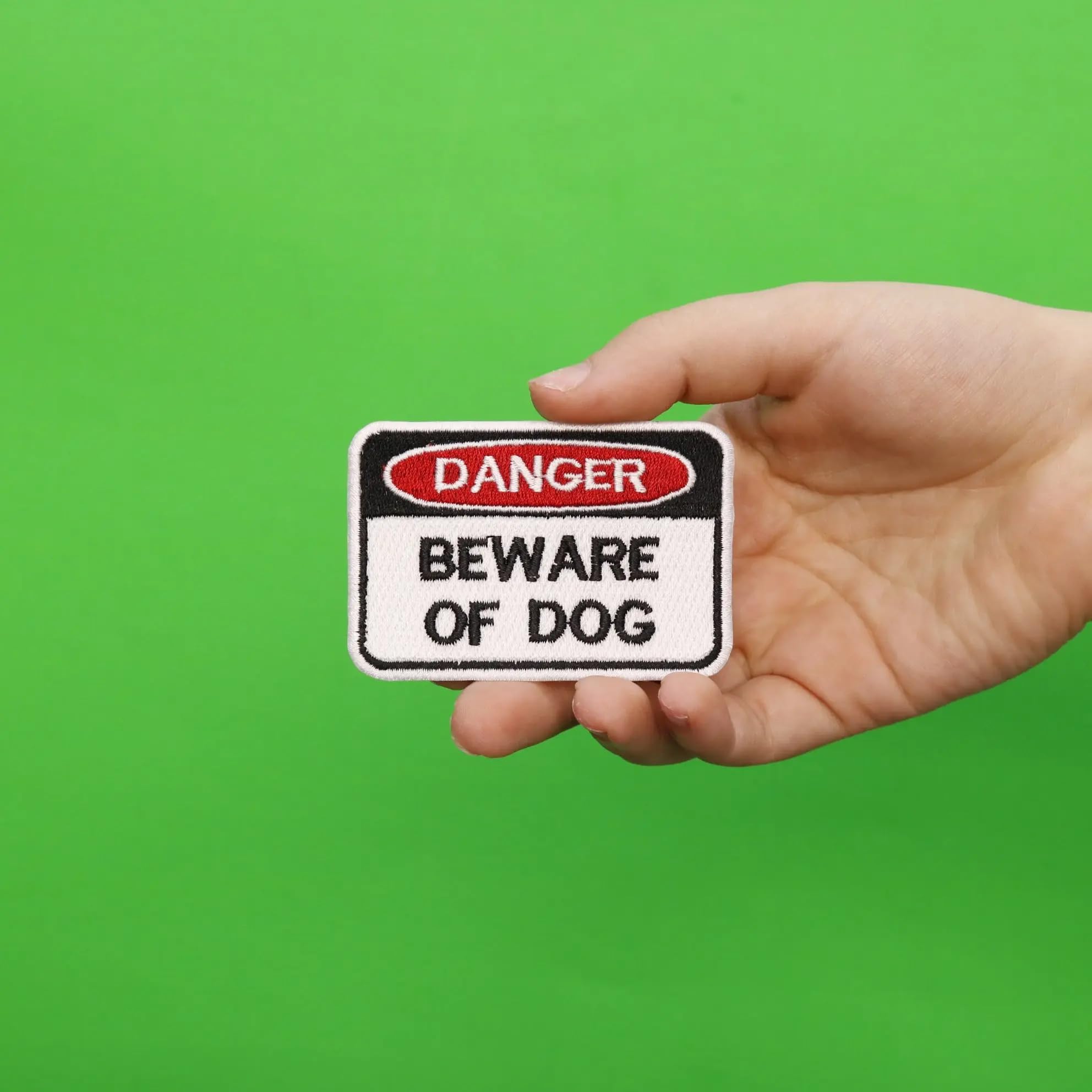 Beware of Dog Patch Warning Sign Embroidered Iron On