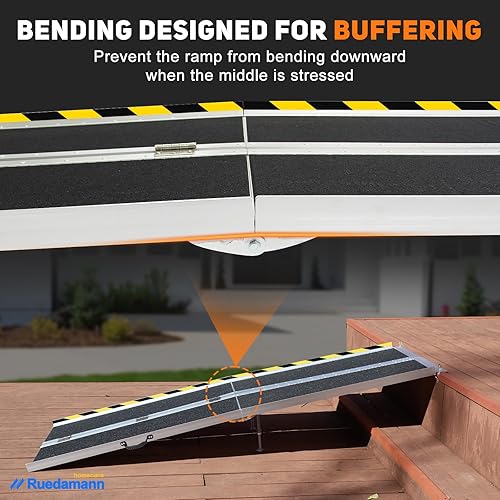 Miniatura 14 de Ruedamann Rampa portátil para sillas de ruedas de 2 pies para puertas, rampa de aluminio antideslizante para sillas de ruedas, rampa plegable