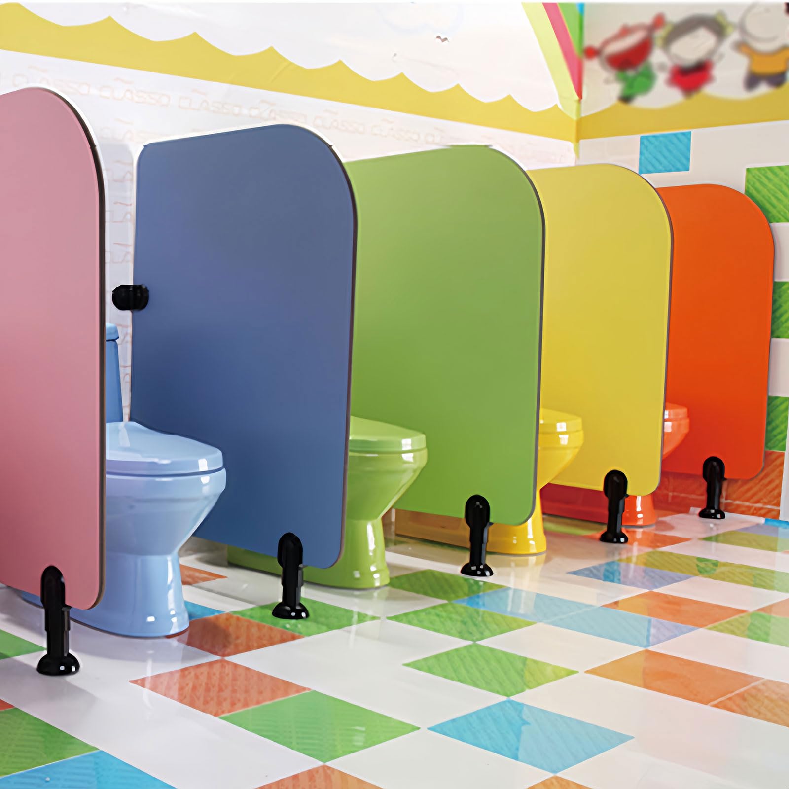 Particiones impermeables para inodoro para jardín de infantes, 2 unidades, color verde y resistentes a la humedad, ideal para zonas de juegos y zonas infantiles