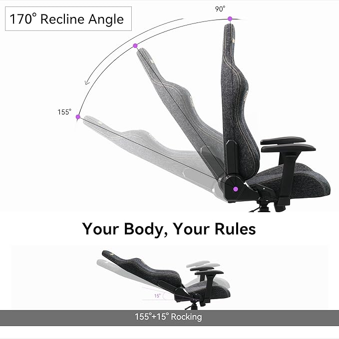 Silla Gamer Ergonómica con Respaldo Reclinable y Apoyo Lumba miniatura 9