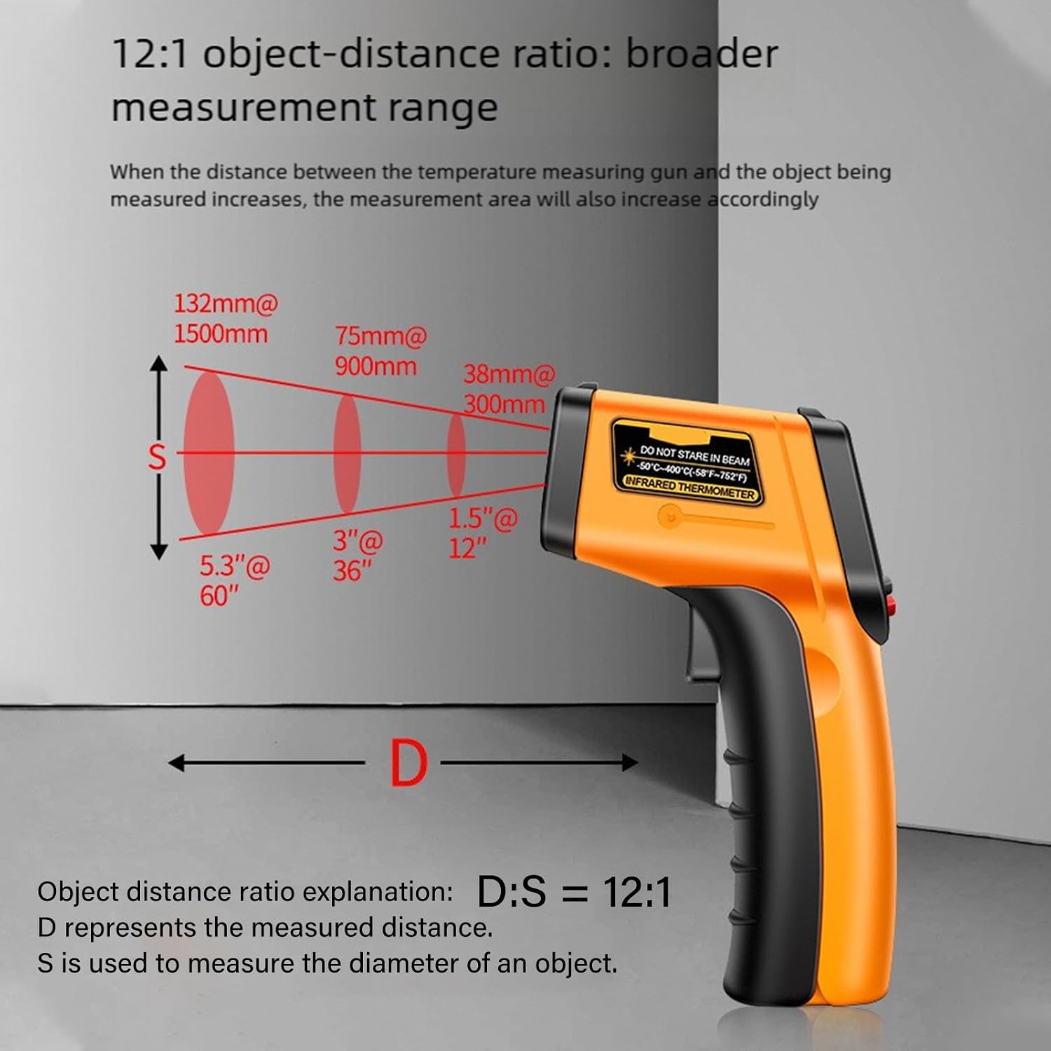 Digital IR Thermometers with Backlight 50℃～400℃ / 58℉～752℉ for Cooking, BBQ, Pizza Thermometers Temperature for Cooking