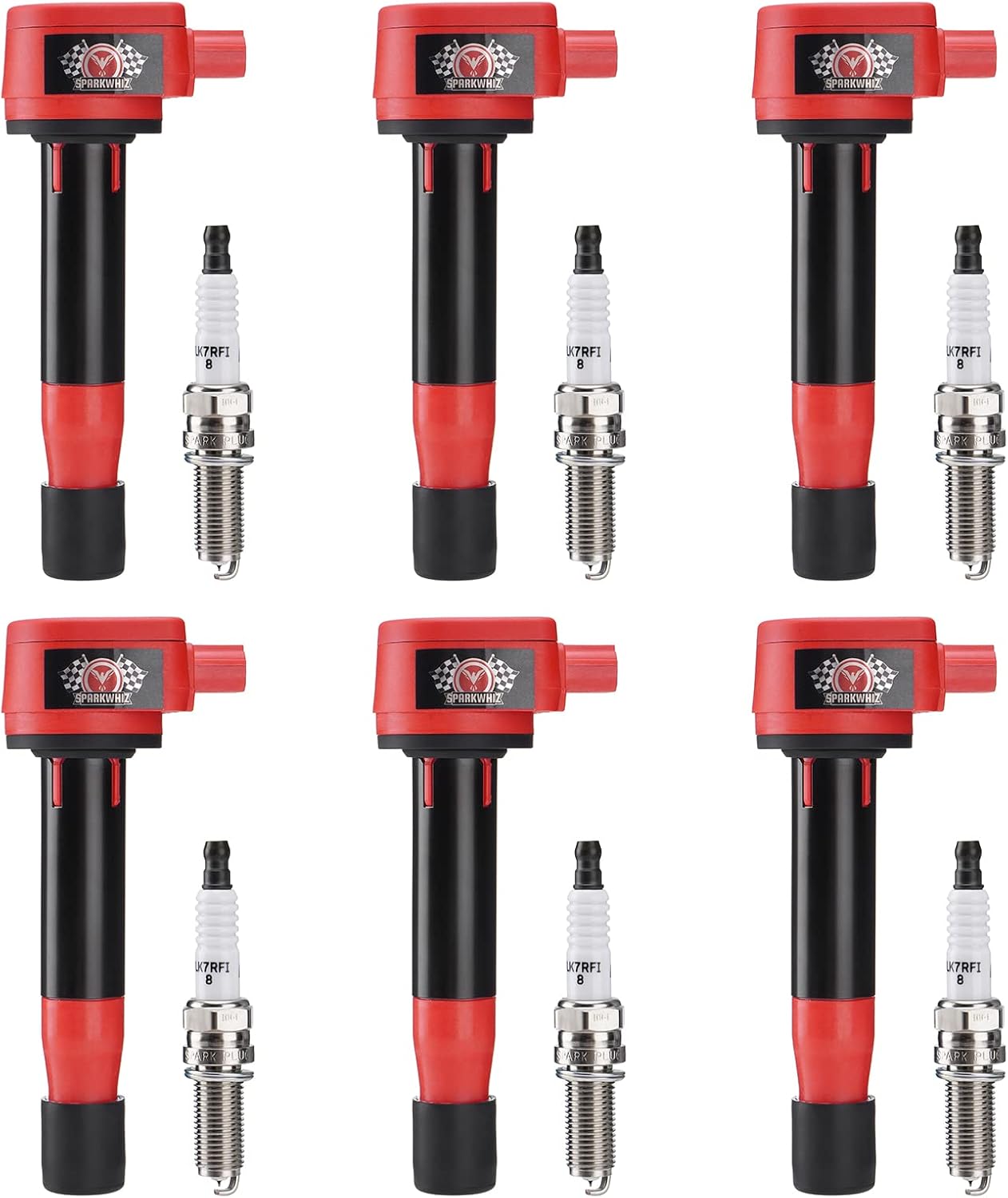 Set of 6 Iridium Spark Plug and Ignition Coil Kit UF603, Compatible with 2008 2009 2010 2011 2012 2013 2014 Odyssey Accord Crosstour RL TL TSX,Replaces OE# UF624,UF603,5C1681,IC693, IC727, C1665