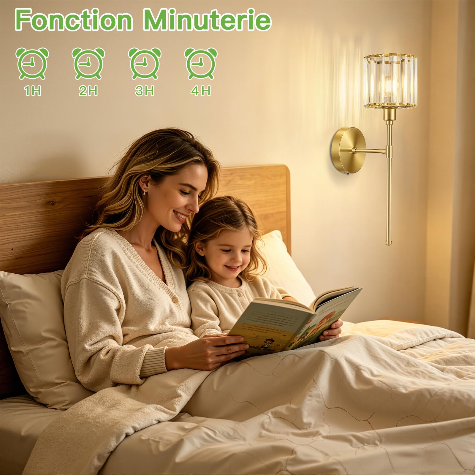 Kimjo Applique Murale Intérieure Rechargeable, Dorée Lampe Murale Sans Fil