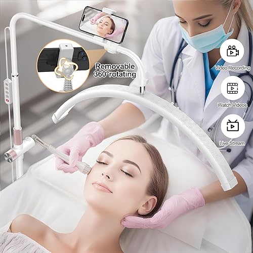 Miniatura 2 de Half Moon - Lámpara de pie LED ajustable con lupa 4X y soporte para teléfono para extensiones de pestañas, arte de uñas, tatuaje, cuidado de la