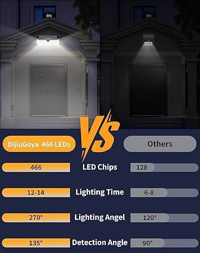 Miniatura 4 de Luces solares impermeables para exteriores, sensor de movimiento, 380 luces LED de inundación alimentadas por energía solar, 3000 lúmenes, luces de