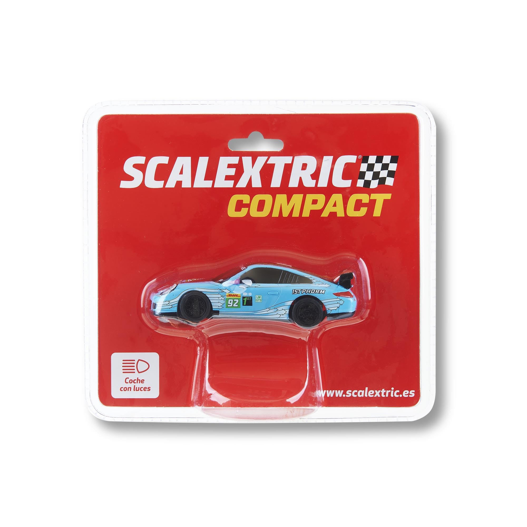 SCALEXTRIC - Vehículo de Carreras Compact - Coche Slot - Escala 1:43 (SCX Porsche 911 GT3 - #92)