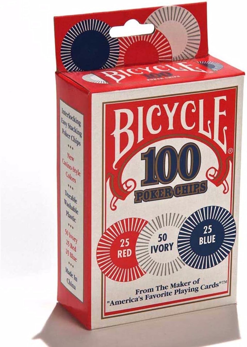 Bicycle Poker Chips - 100 count with 3 colors
