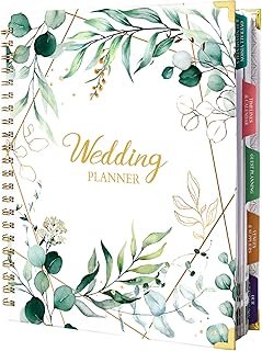 Wedding Planner & Organizer - Wedding Planner Book and Organizer for the Bride, 9.5" x 11.9" Diary Engagement Gift Book, Hardcover + Metal Corner + 5 Inner Pockets + Sticker + Elastic Closure - Floral
