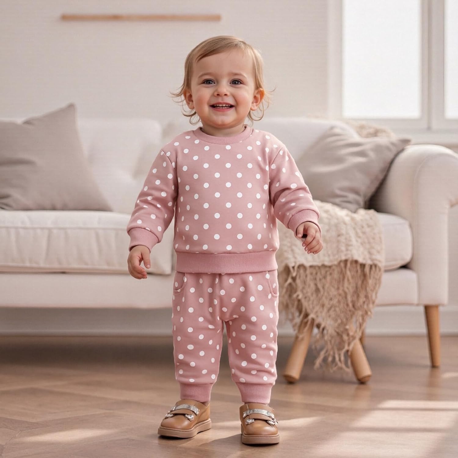 Mubineo Toddler Baby Girl Clothes Cute Polka Dot Sweatshirt Sweatpant Outfits Newborn Girls Fall Winter Tops Pant Outfit - Image 2