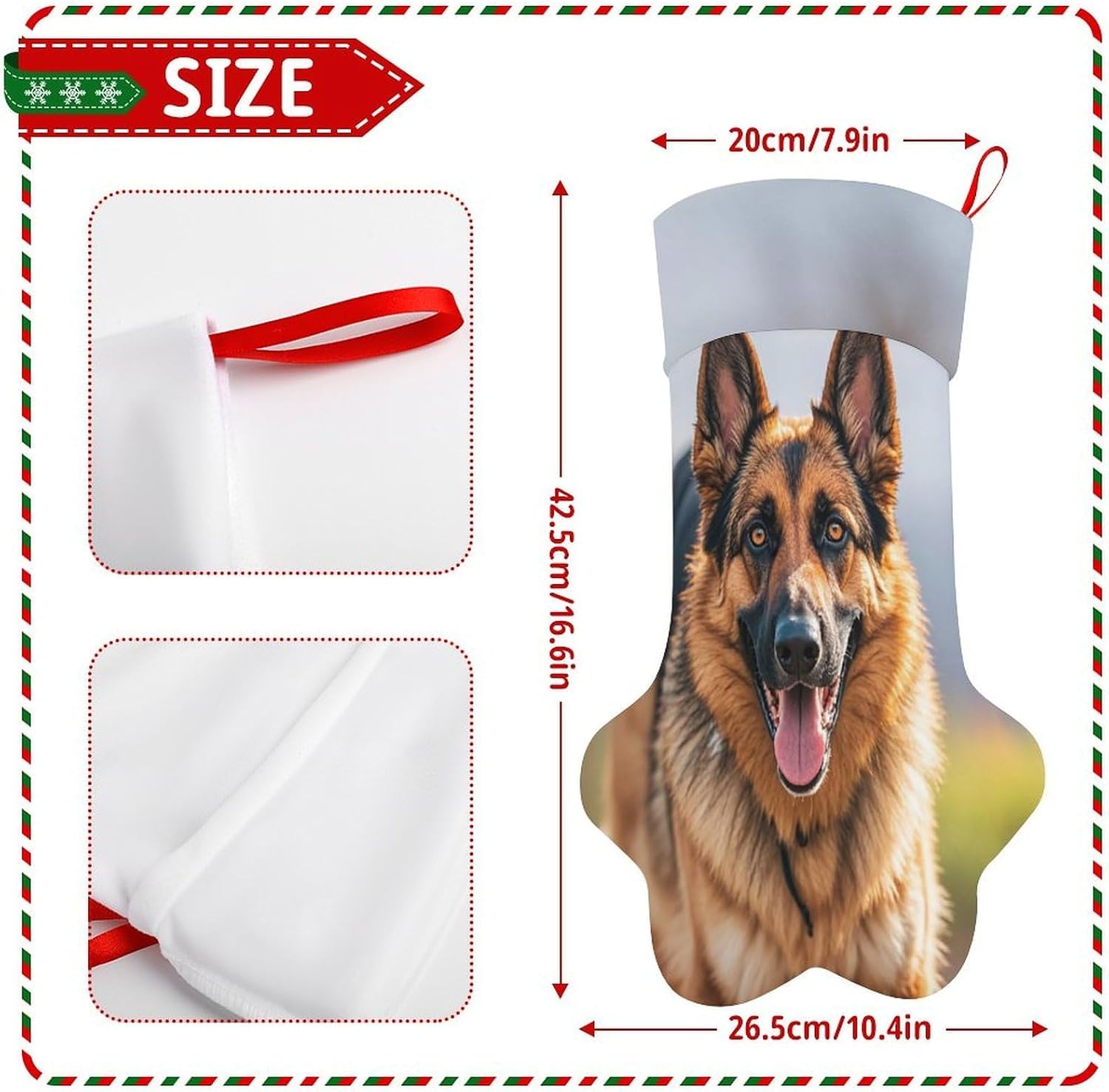 Running German Shepherd Dog Paw Shape Stocking Cute Candy Gift Toy Sock Personalized Dog Paw Christmas Stocking Xmas Hanging Stockings Holiday Decorations Stockings image 2