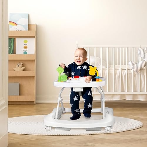Miniatura 9 de Andador para bebés con ruedas, centro de actividades para bebés 3 en 1 para niños y niñas, combo plegable con juguetes musicales, aprendizaje