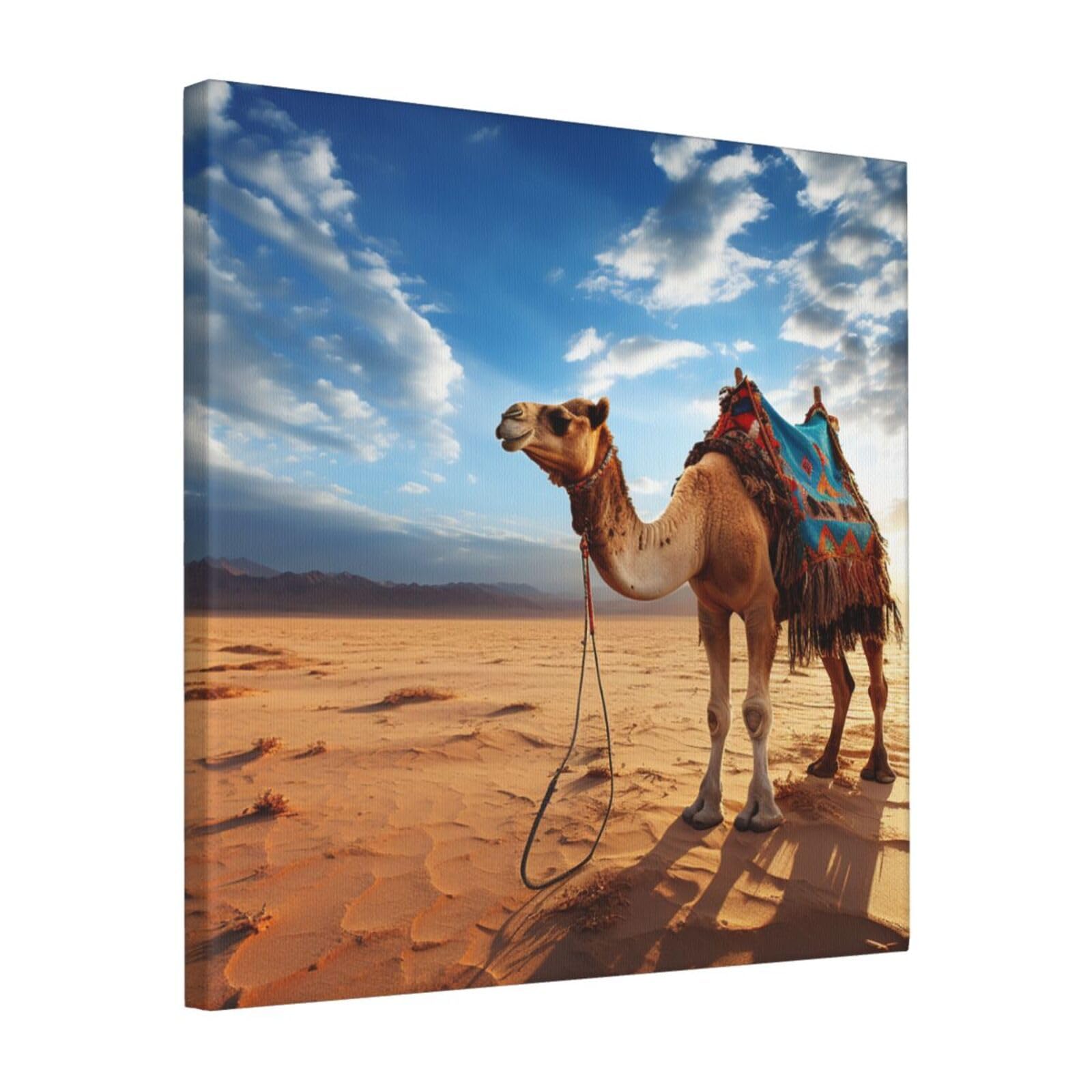 FodPand Camel Blue Sky Canvas Wall Art for Living Room Wall Decor 16"x16" Modern Artwork Painting Pictures Hanging Canvas Prints Aesthetic Wall Art for Bedroom Bathroom Office Wallart Decor