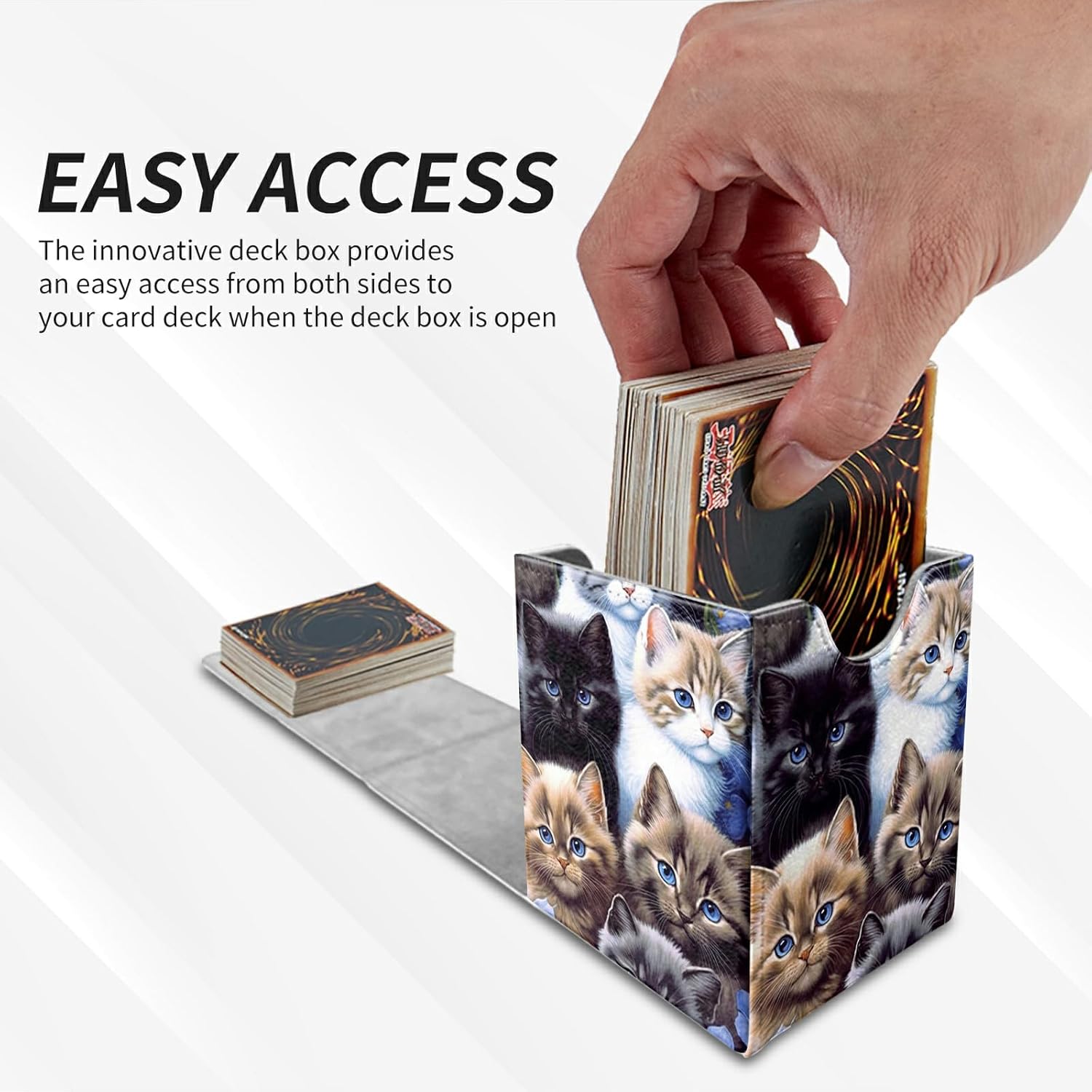 Card Deck Box Trading Cards with Strong Magnet Cute Cat Theme Commander Storage Magic Premium Card Case for TCG CCG Magic Cards