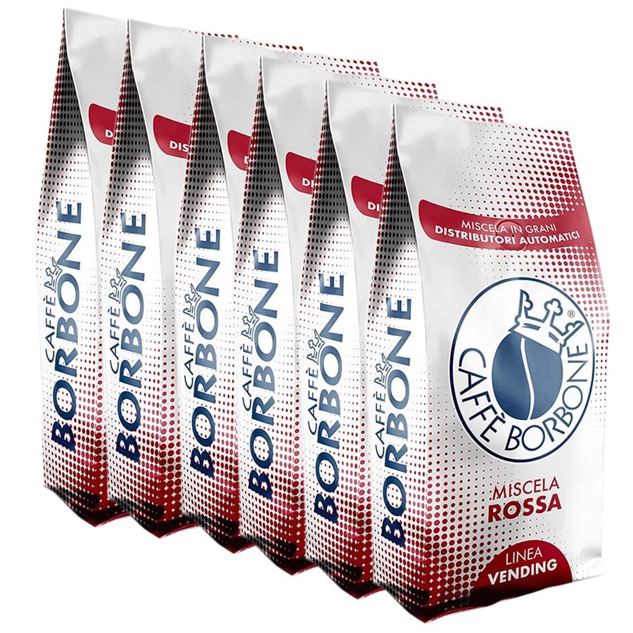 Non perderti questa offerta unica di chicchi di caffè della miscela Rossa Borbone. Scopri il formato maxi risparmio con 6 confezioni da 1 kg, in modo che non finirai mai il caffè in dispensa!