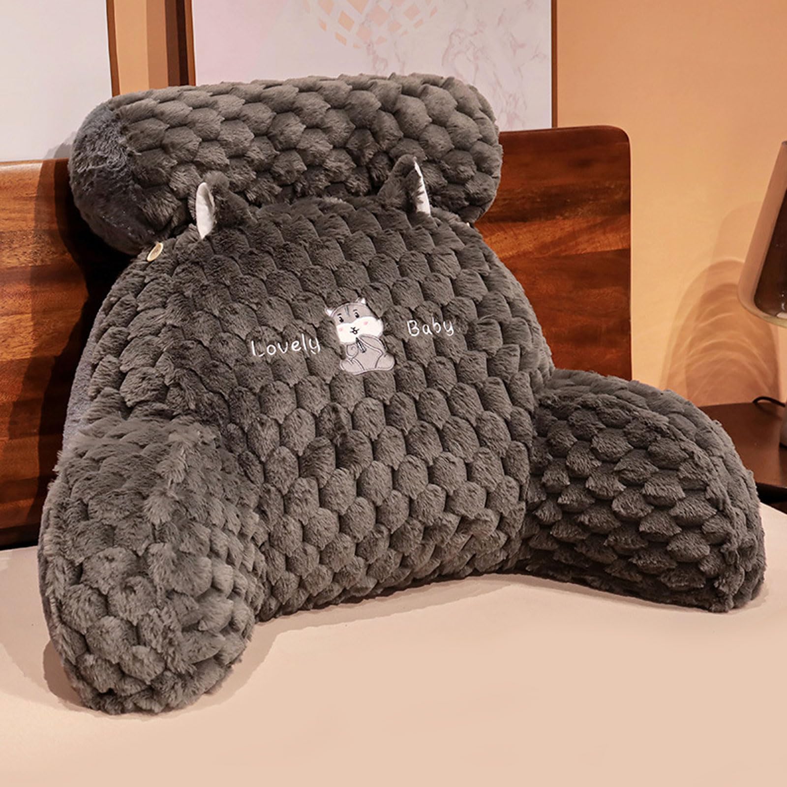 Sswh Black Reading Pillow, Large Back Pillow For Sitting Up In Bed, Wedge Large Adult Children Backrest With Arms, Back Support For Couch Bedrest, Reading Relaxing Back Support Pillow F(Size:75×50Cm,Color:black)