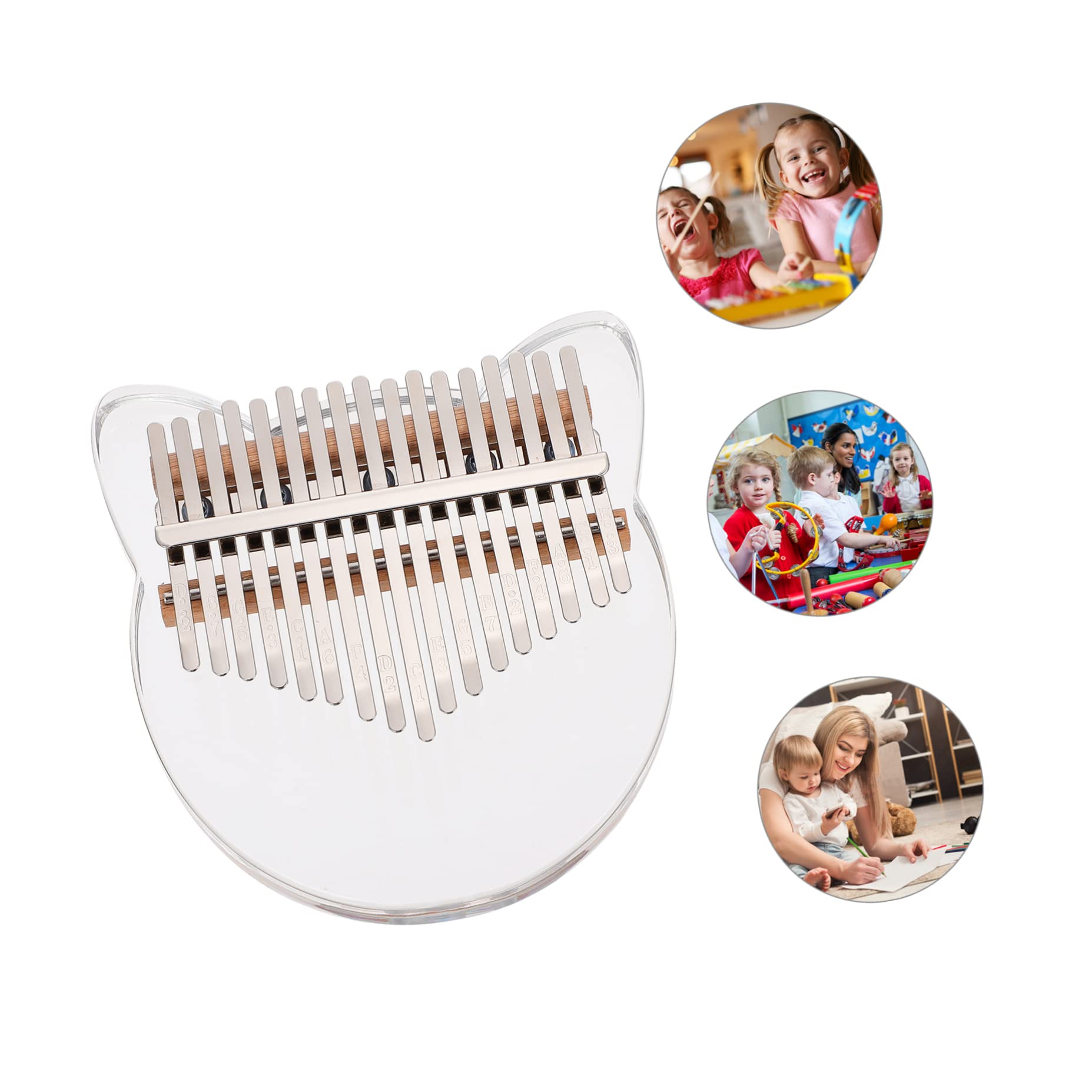 21 Prezent dla początkujących dorosłych pianinem, ozdoba na kciuk i woreczek, przezroczysty klucz w kształcie kota, mini instrument muzyczny, przenośny, przezroczysty palec perkusyjny dla dzieci i