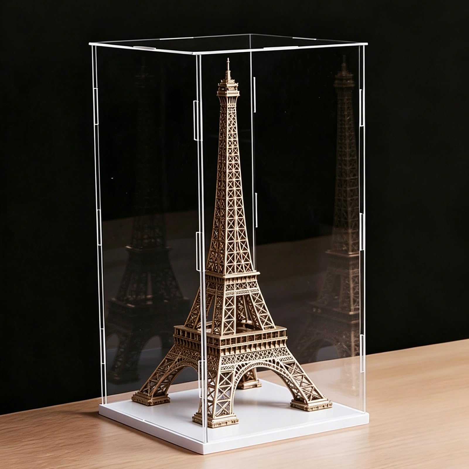 Cajas de Metacrilato Vitrina Arquitectónica de Acrílico Transparente para Objetos Colección, Cajas Altas Plástico para Almacenamiento sobre Mostrador(White Base,10x10x35cm)
