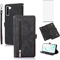 Vista 1 de Asuwish Funda de teléfono para Samsung Galaxy Note 10 5G con protector de pantalla de vidrio templado y correa para la muñeca de cuero
