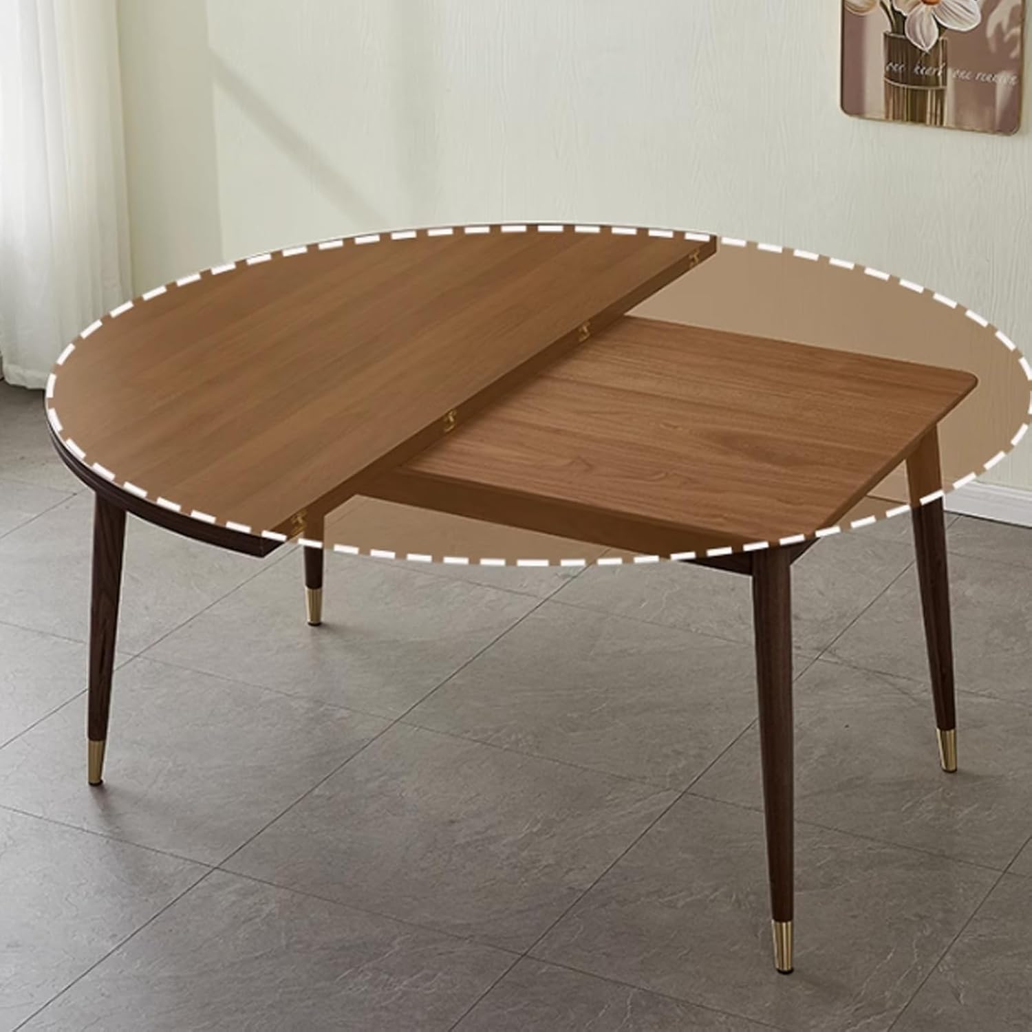 Large Round Foldable Table Top, Extender Large Round Foldable, Wooden Replace Tabletop, No Legs, for Dining Room, Party(Brown,70cm/27.5in)