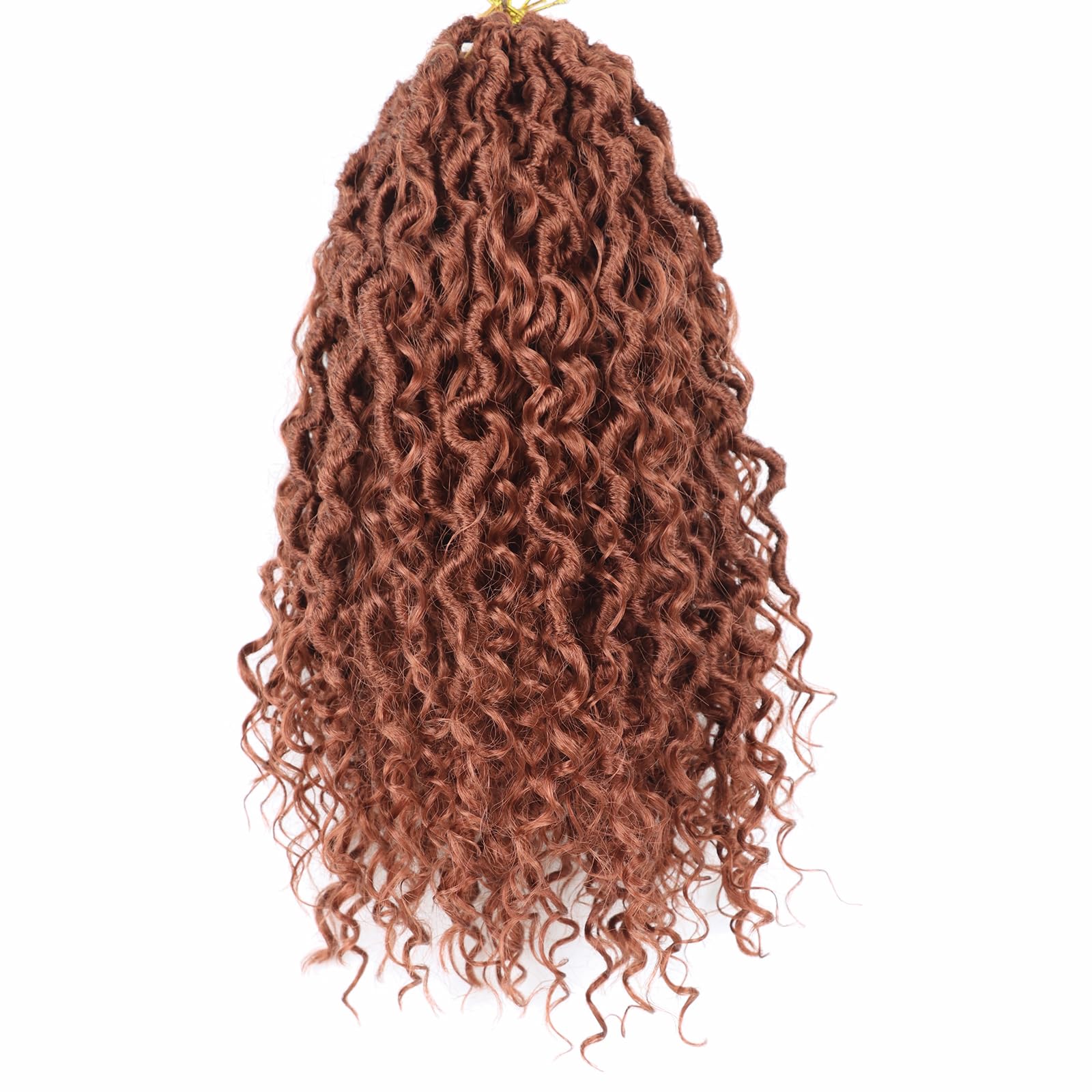 View 1 of 14 Inch Ginger Goddess Locs Crochet Hair for Black Women with Curly Ends 7 Packs Faux Locs Crochet Braids Pre Looped Bohemian Loc