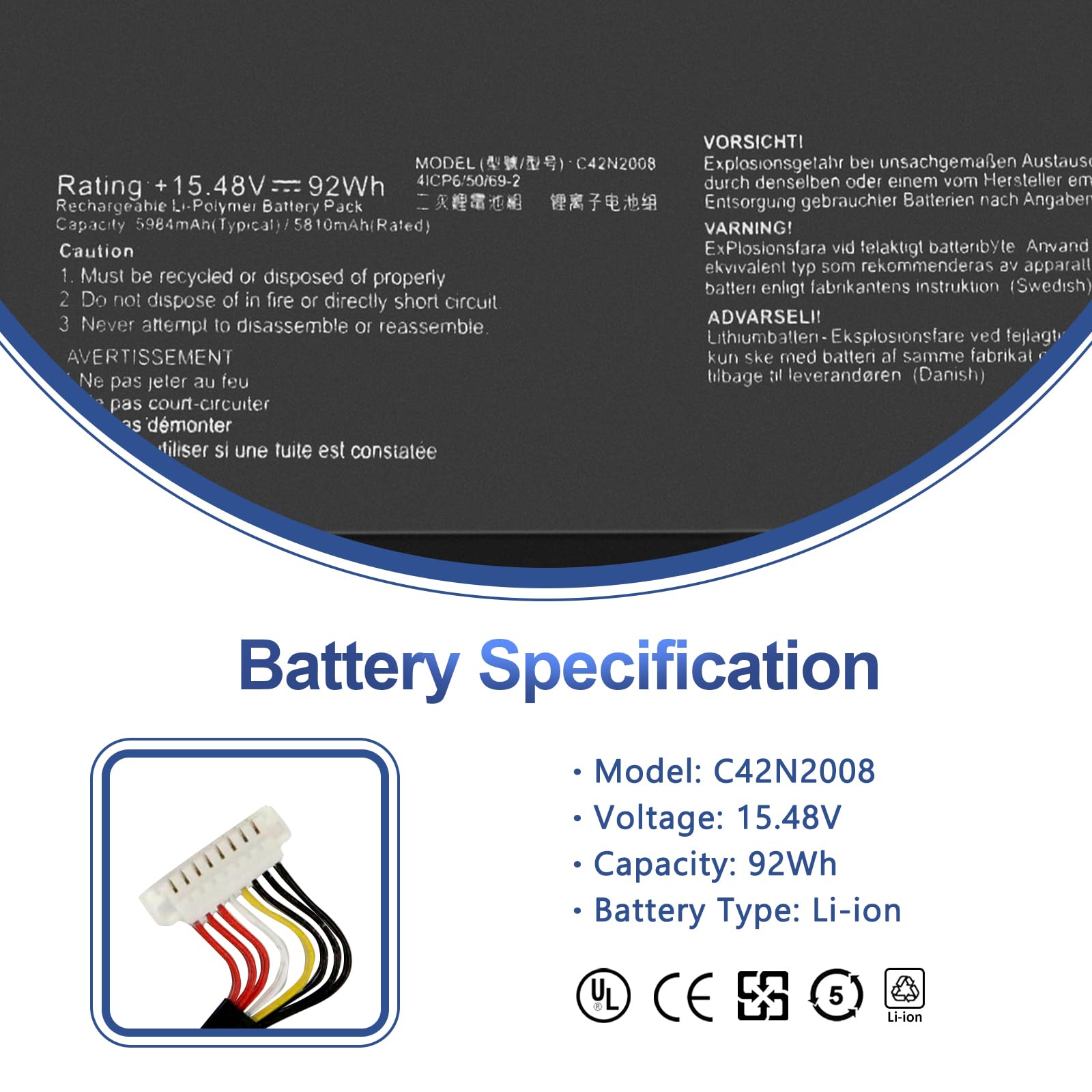 Amazon.com: C42N2008 92Wh Laptop Battery for ASUS ZenBook Pro Duo