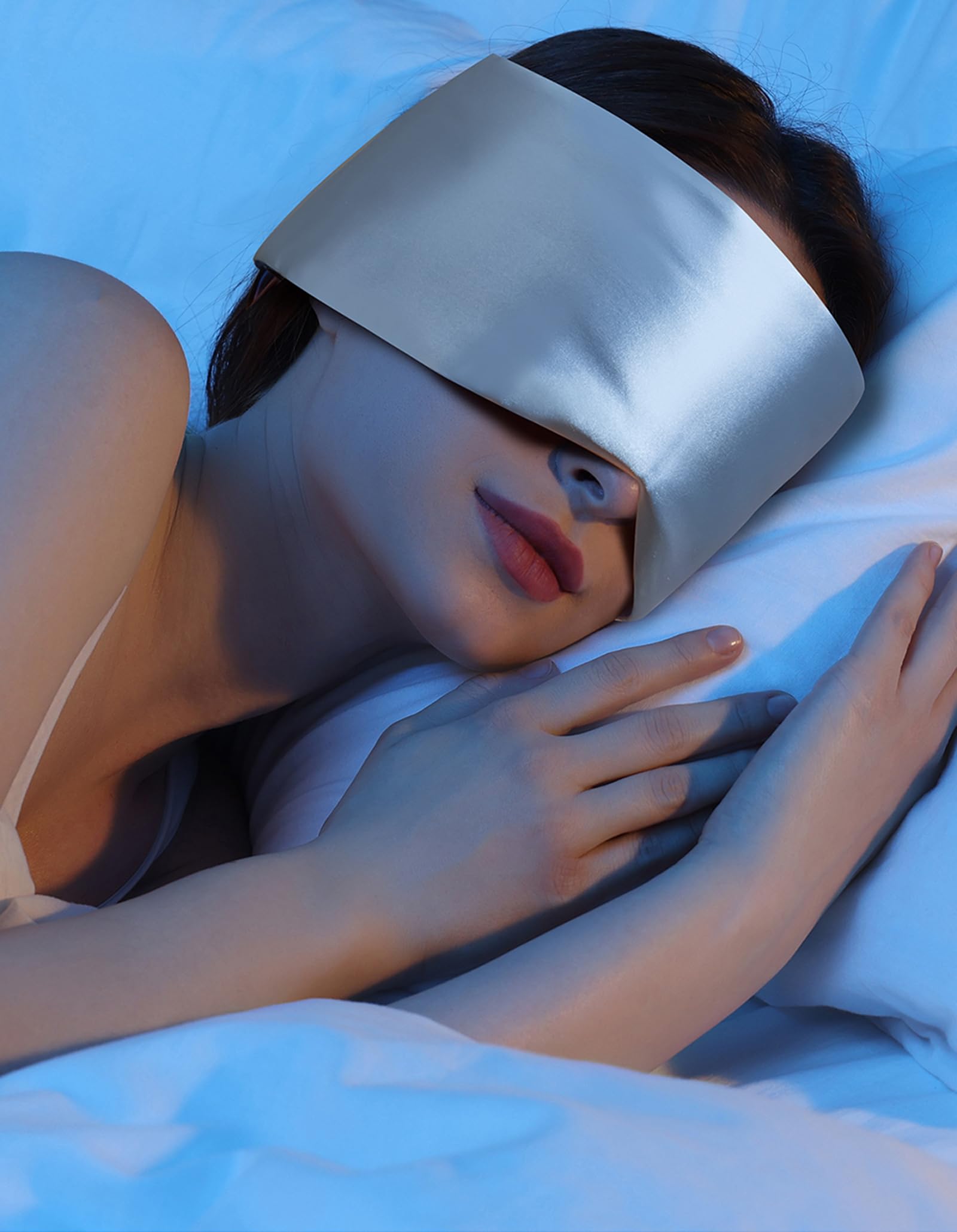 100% Soie de mûrier Masque de Sommeil Masque pour Les Yeux, Grand Couvercle pour Les Yeux pour Les Masques de Sommeil pour Les Femmes et Les Hommes complètement occultant,Vert,One Size