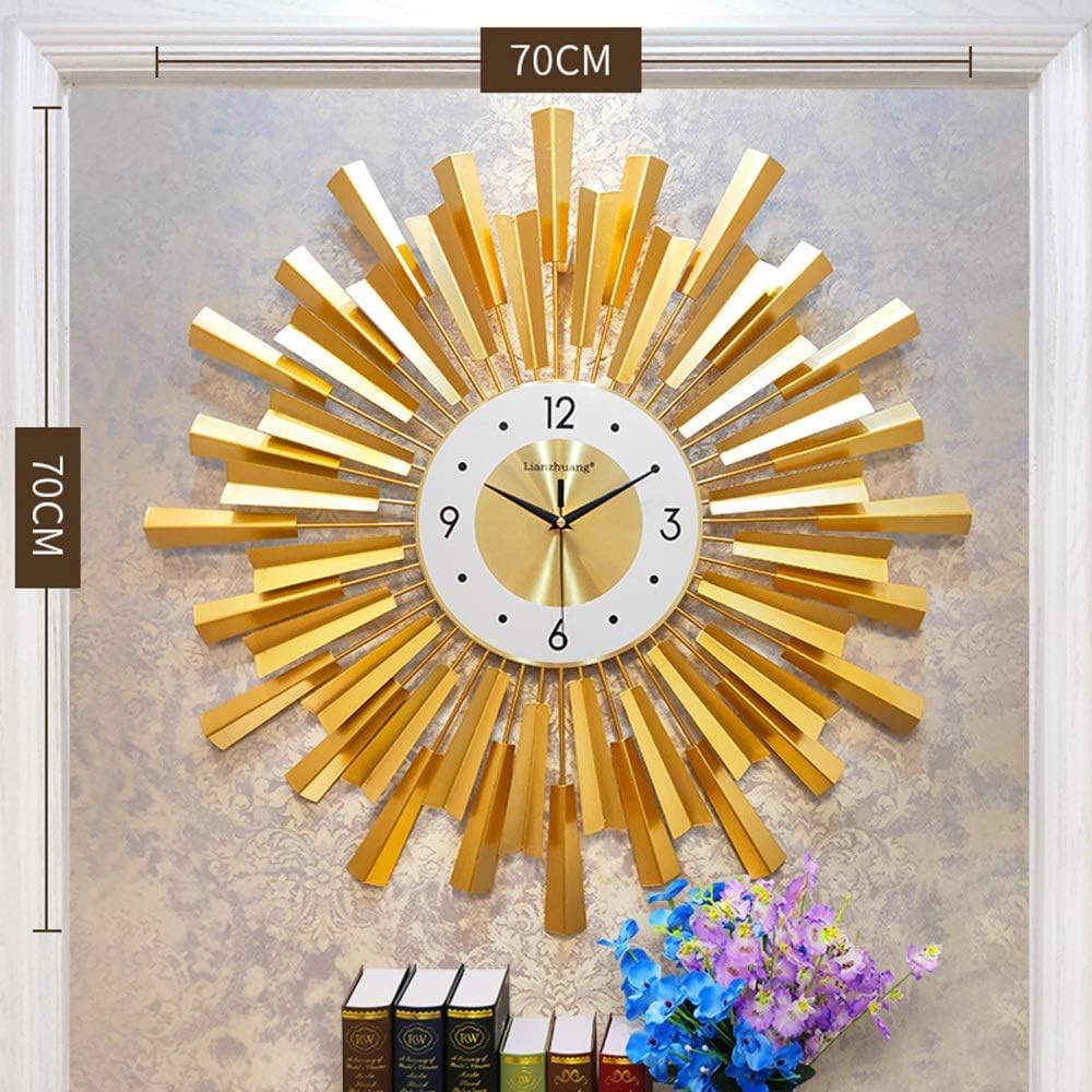 Wall Clock Luxury Wall Clock, Mute Clock for Living Room, Fashion Quartz Clock, Low Decibel ≤30db (70 * 70cm, 60 * 60cm)