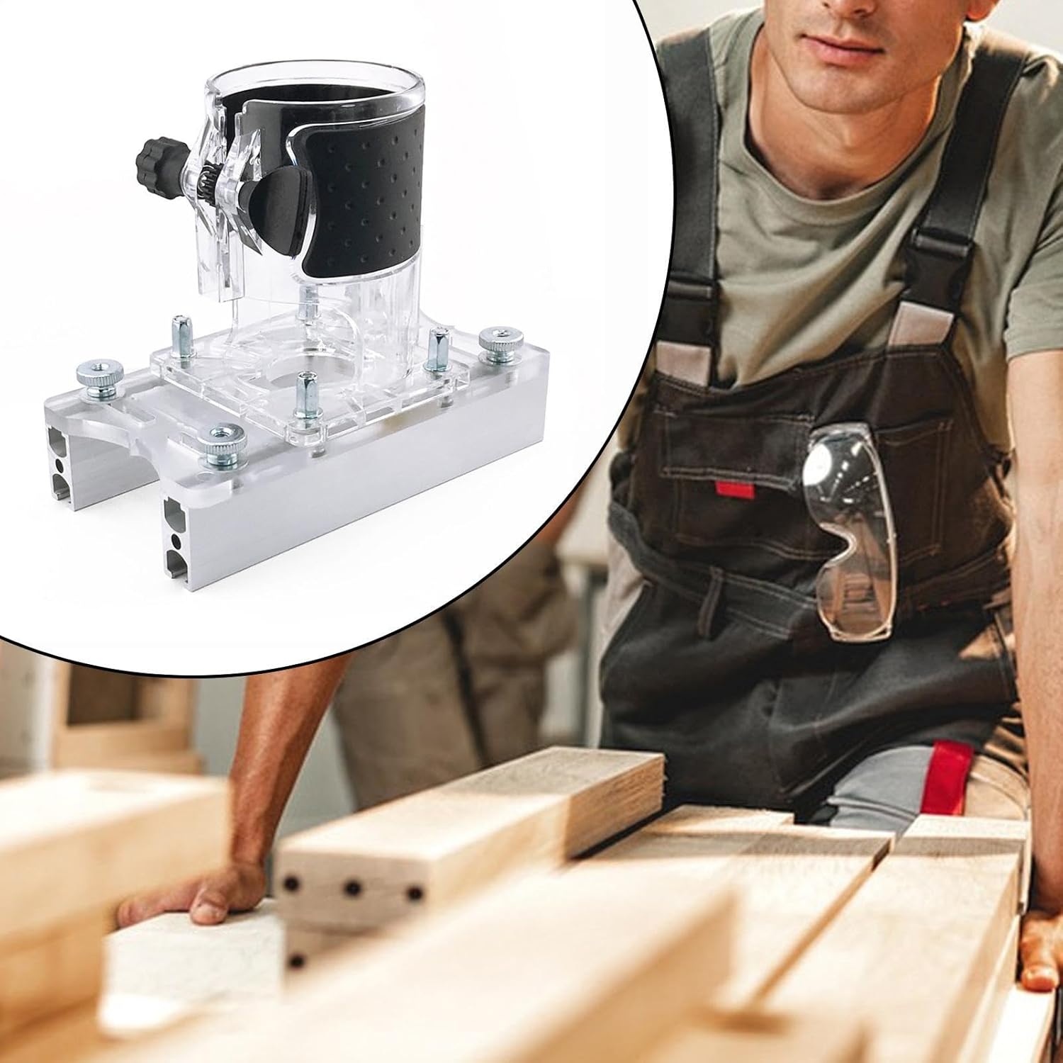 predolo Router Base Accessories for Woodworking, Slotted Design And Fastening Bracket for Closet Bookcase, without Milling Tool