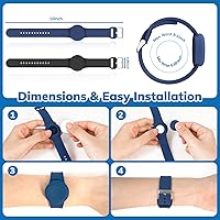 Vista 16 de Pulsera impermeable para Airtag para niños (paquete de 2), pulsera de silicona suave oculta para niños, funda completa ligera para rastreador