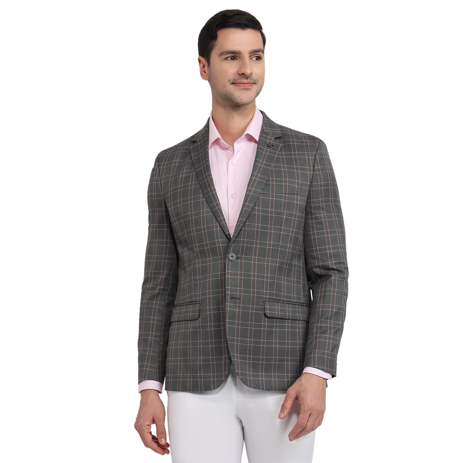 Men Slim Fit Solid Pattern Polyester Viscose Blend Notch Lapel Full Sleeve Formal Blazer