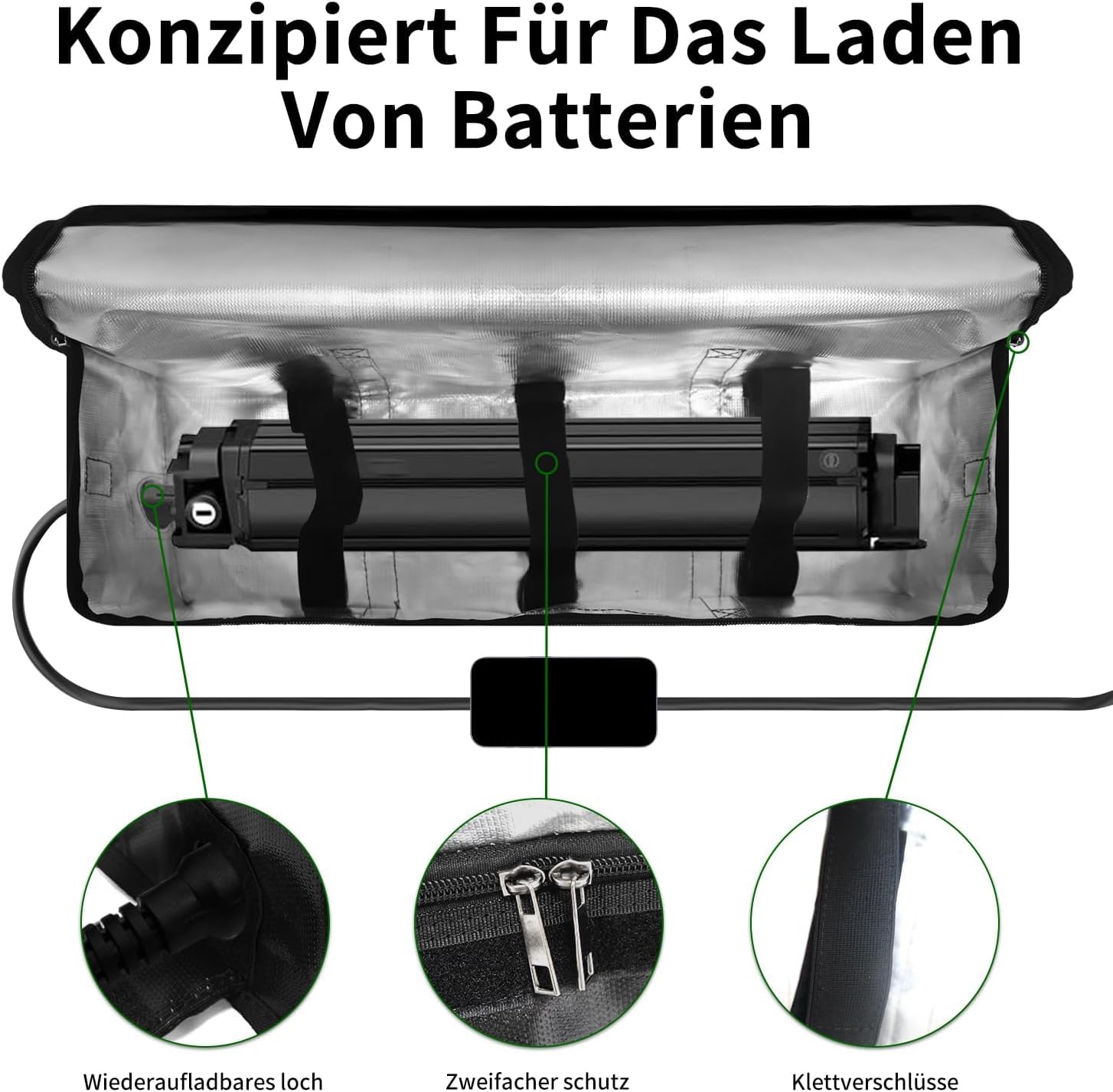 Torba na akumulator Ebike wodoszczelna i odporna na wybuchy, 8-warstwowa, ognioodporna torba do 1800°C, pokrowiec ochronny na akumulator Ebike Lipo Safe Bag do przechowywania, transportu i