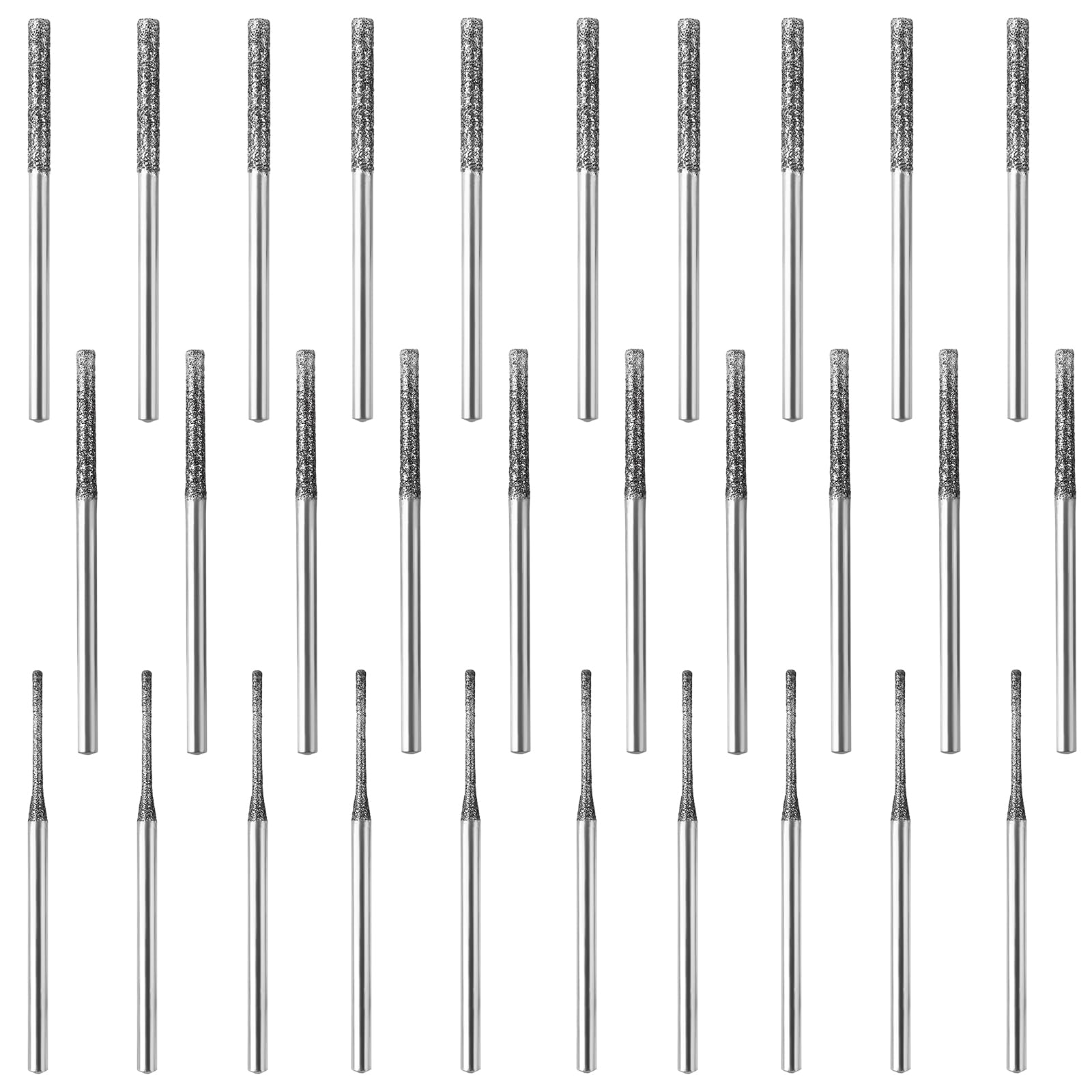 Diamond Drill Bit Set, 30Pcs Diamond Tipped Drill Bits, 1/2/2.5mm, Bit Set for Granite Marble Porcelain Glass Stone, Compatible with Dremel Bits Rotary Tools