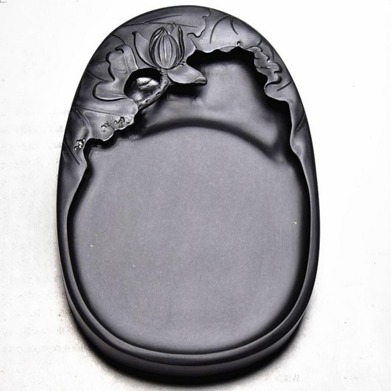 Pierre à encre lotus de style chinois, 15 cm, fournitures d'écriture pour pratique de calligraphie
