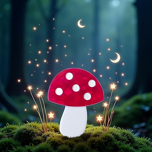 Miniatura 8 de Pinzas para el cabello de acetato de estrella de hongo rojo, pinzas laterales para el cabello, pinzas mágicas de pico de pato, pasadores de luna,
