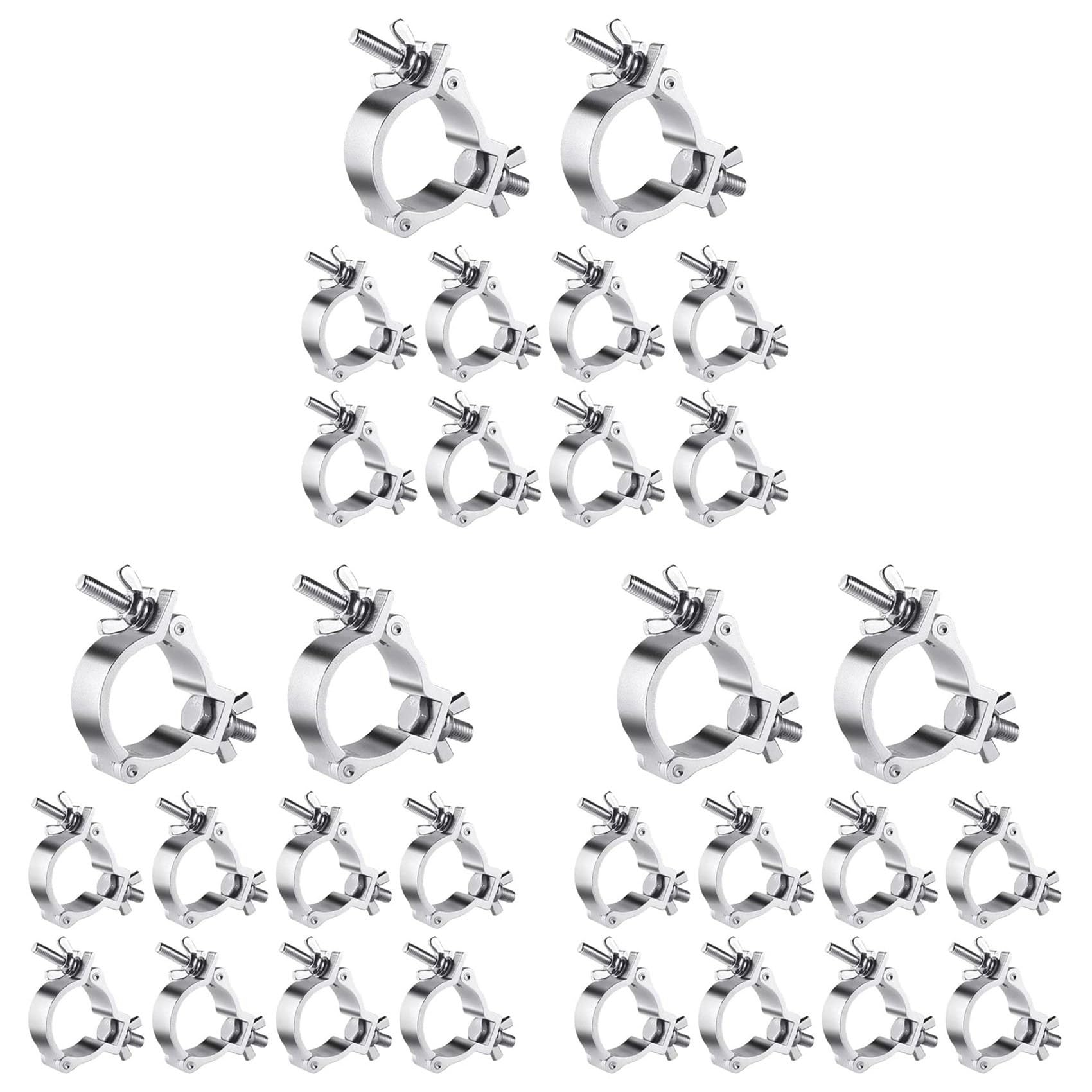 Hndhbfgrt Silver 30Pcs 2 Inch Truss O Clamps,Aluminum Stage Light Clamps For Truss,220Lb Led Par Light Clamps For 48-51Mm Od Tube/Pipe