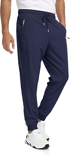 Miniatura 2 de Rapoo - Pantalones ligeros para hombre, de secado rápido, con 3 bolsillos con cremallera, para entrenamiento, pista, gimnasio y atletismo