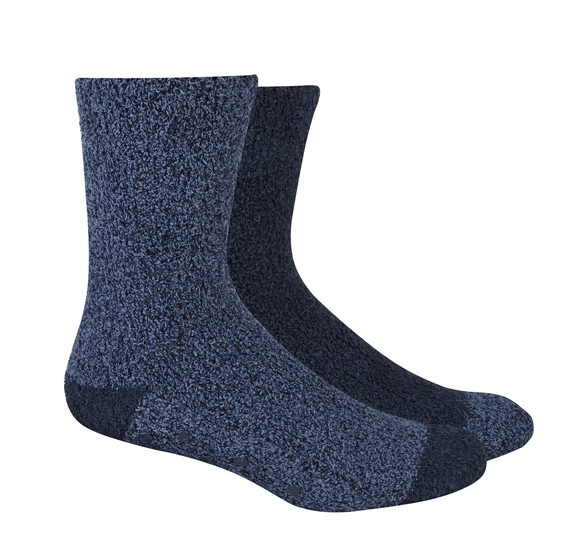 PIERRE ROCHE Mens Cosy Plain Socks 2 Pack Grippers Winter Warm Soft Size 6-11