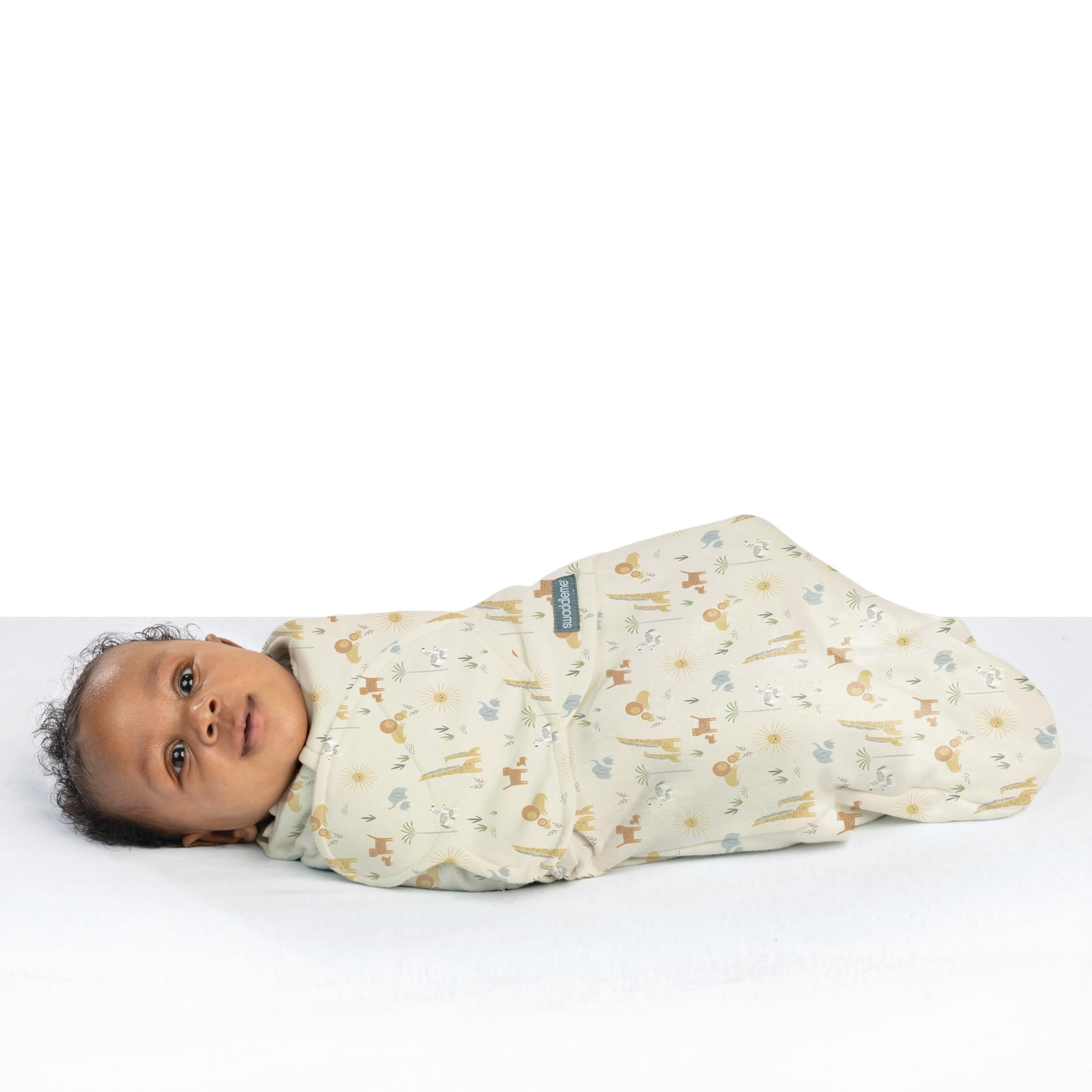 SwaddleMe by Ingenuity, Saco de Dormir para Bebé 100% algodón, Mejora el sueño y Calma el Reflejo de sobresalto, 0-3 Meses, 1,0 TOG, Pack de 3 - Safari