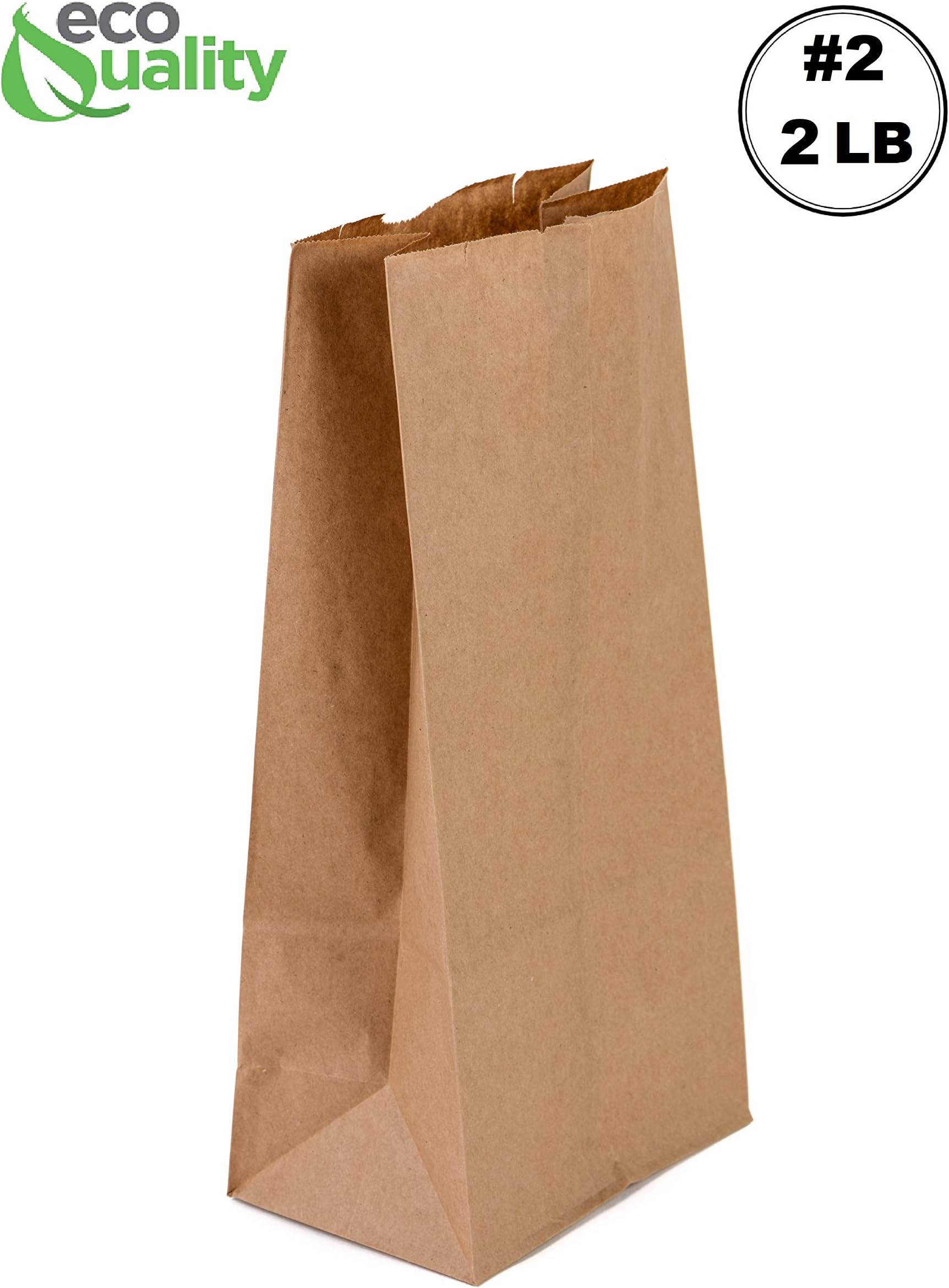 EcoQuality 300 Mini Brown Kraft Paper Bag (2 lb) Small - Paper Lunch Bags, Small Snacks, Gift Bags, Grocery, Merchandise, Party Bags (4 5/16" x 2 7/16" x 7 7/8") (2 Pound Capacity)