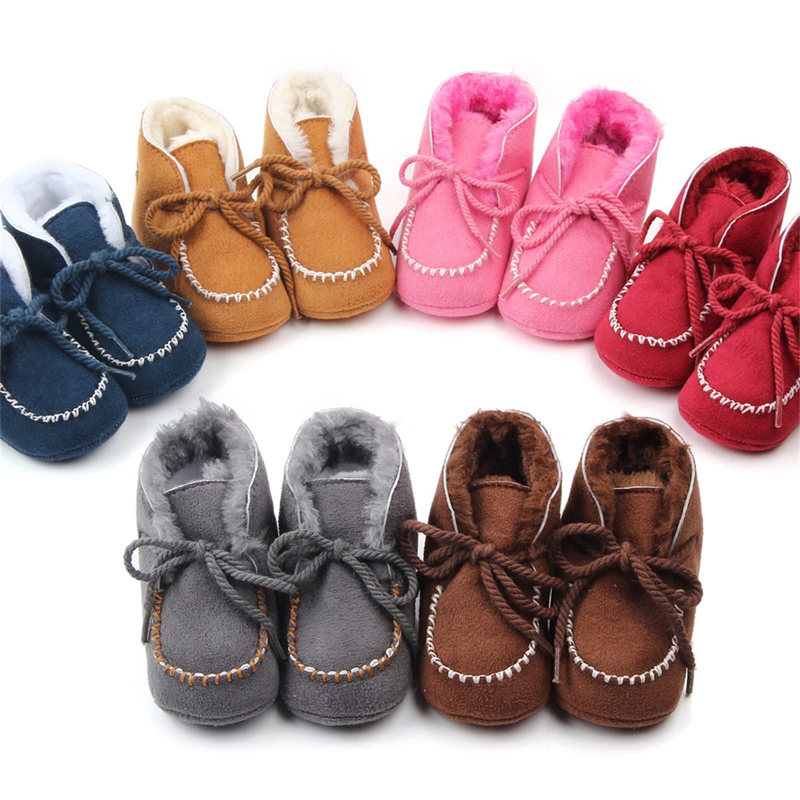 Newborn Infant Baby Boy Girl Slippers Tie-Up Adjustable Non-Slip Sole Early Walkers Baby Sneakers Warm Trainning Shoes (Grey, 6-12 Months)