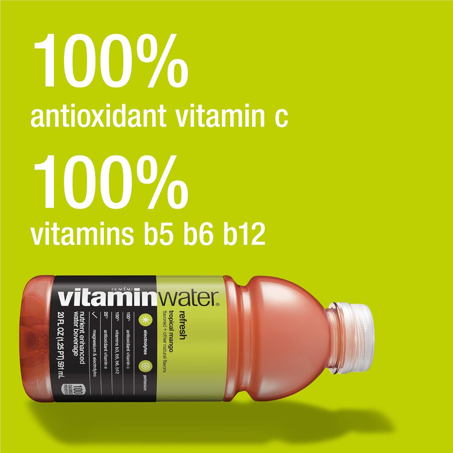 Vitaminwater refresh tropical mango drink, 20 Fl Oz Bottle