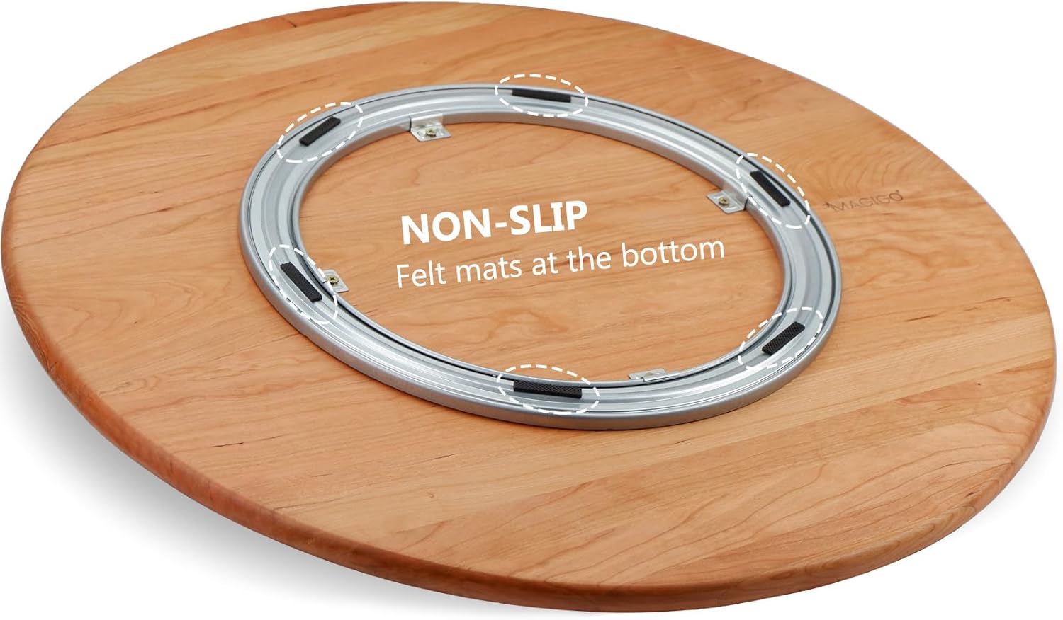 30 inches Cherry Wood Lazy Susan Organizer, Solid Wooden Round Turntable, Rotating Tray for Table Top/Counter Top