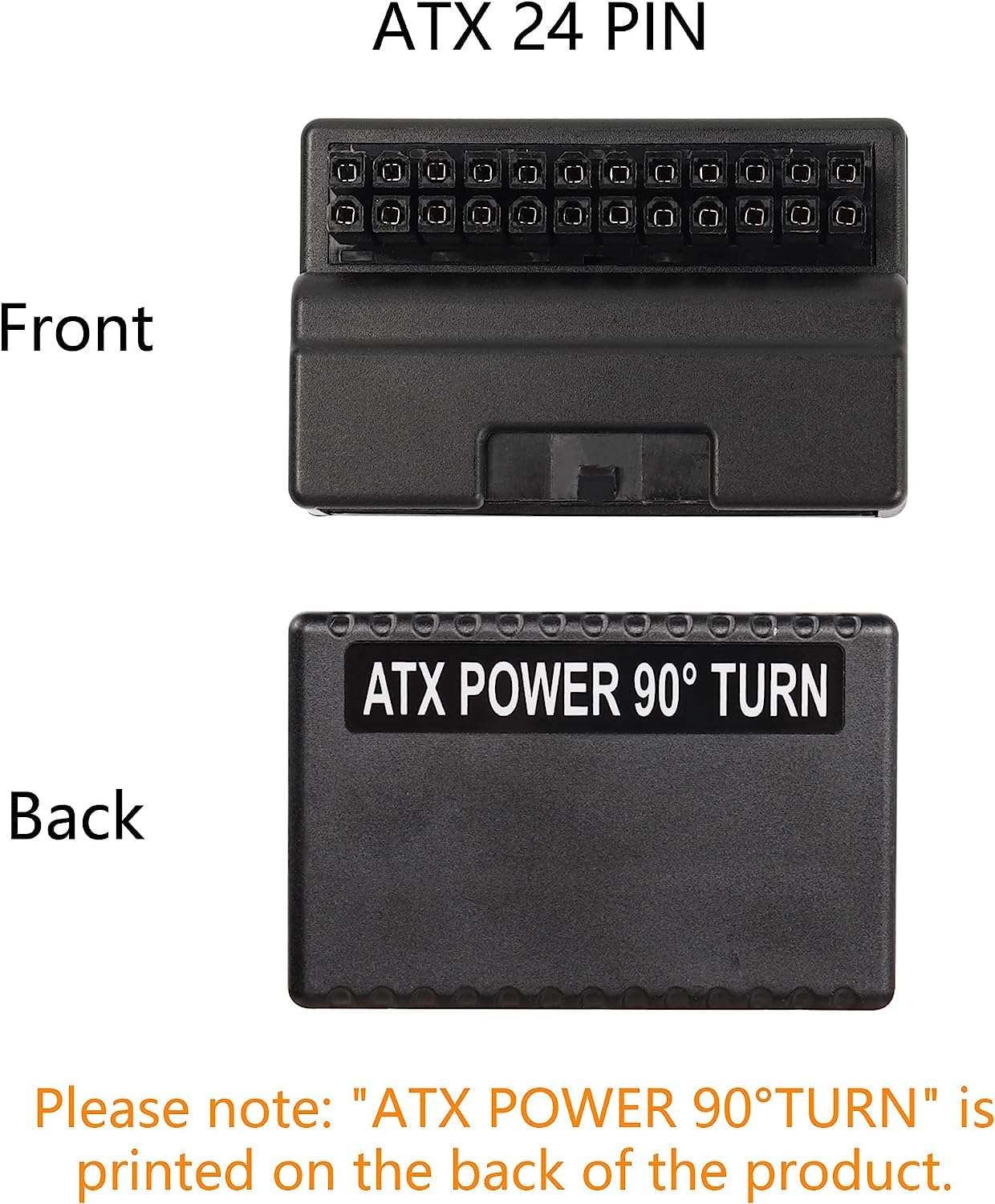 Pi+® (PiPlus®) 90 Degree ATX 24 Pin Adapter, Right Angle ATX 24pin Male to Female Power Adapter Board for Desktop Motherboard Power Supply